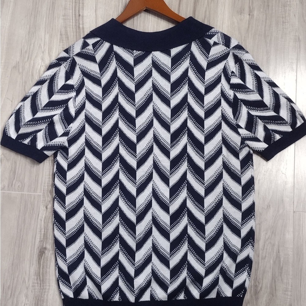 Ellie tahari Navy and White Chevron Men's size S brand new w tags - Picture 2 of 8